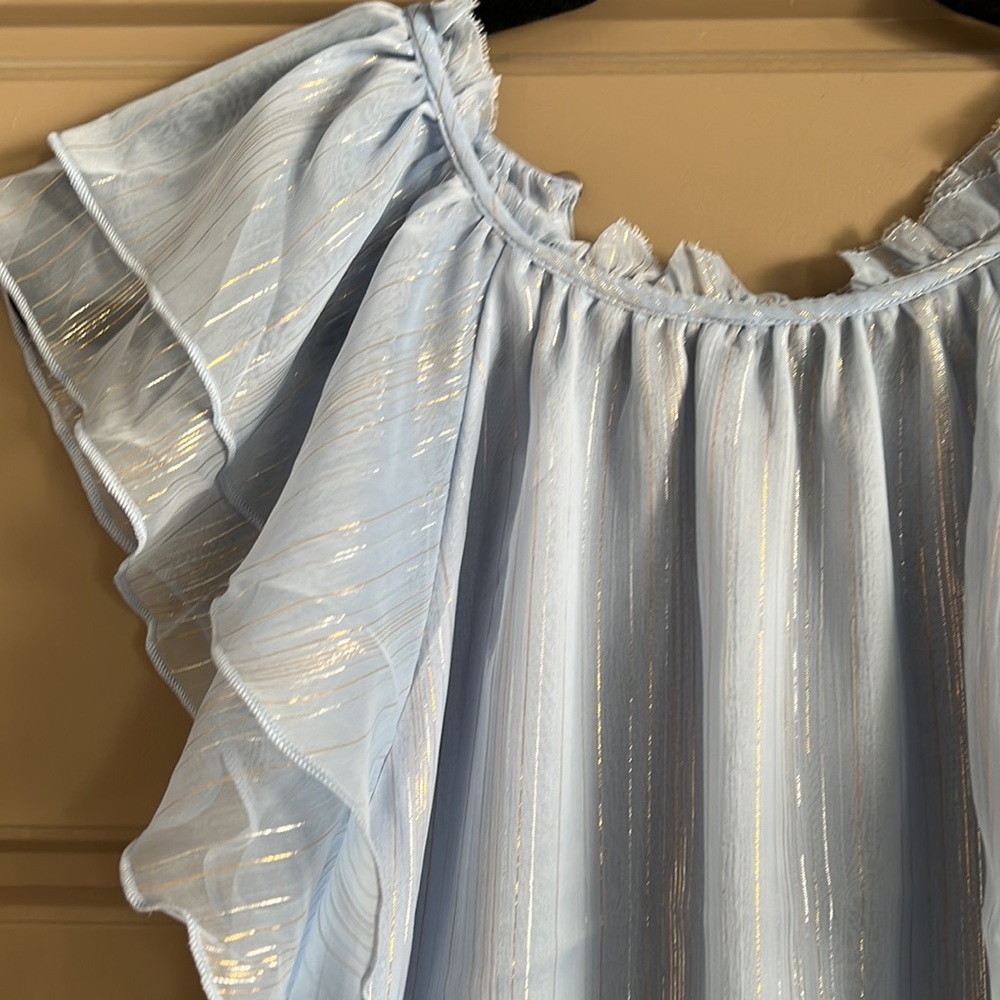 LOFT Shimmer Ruffle Shell - Picture 2 of 5
